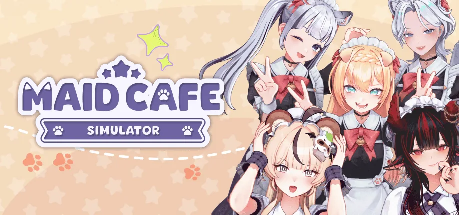 SCON 소속 버튜버 5인이 등장하는 메이드 카페 경영 시뮬레이션 '메이드 카페 시뮬레이터' 스팀 무료 체험판 6월 14일 공개