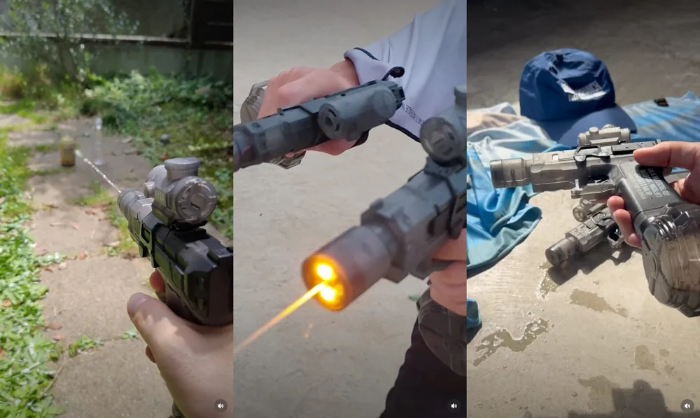 전기식 워터건 THE ELECTRIC TOY WATER GUN, 블로우백·LED 연동 발광