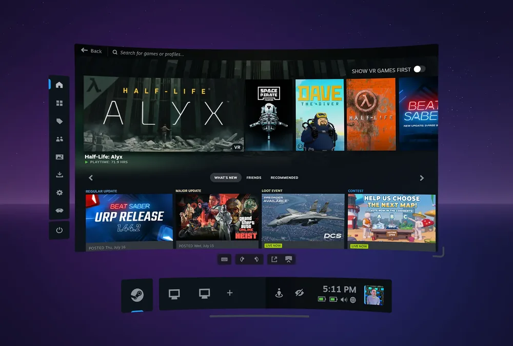 SteamVR 최신 업데이트 2.17 출시, Steam Link 안정성 개선