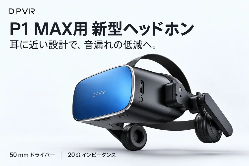 DPVR, P1 맥스용 신형 VR 헤드폰 발표, 귀 가까운 배치와 50mm 드라이버로 공유 공간 VR 이용 배려